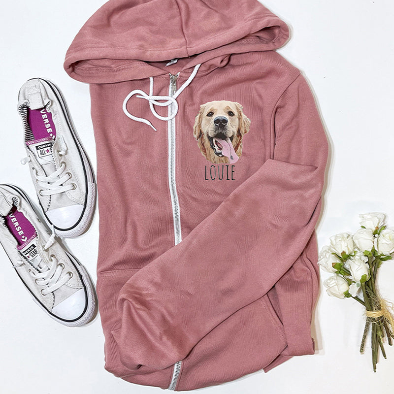 Personalized Pet Portrait Zip-up Hoodie, UNISEX Pet Gifts