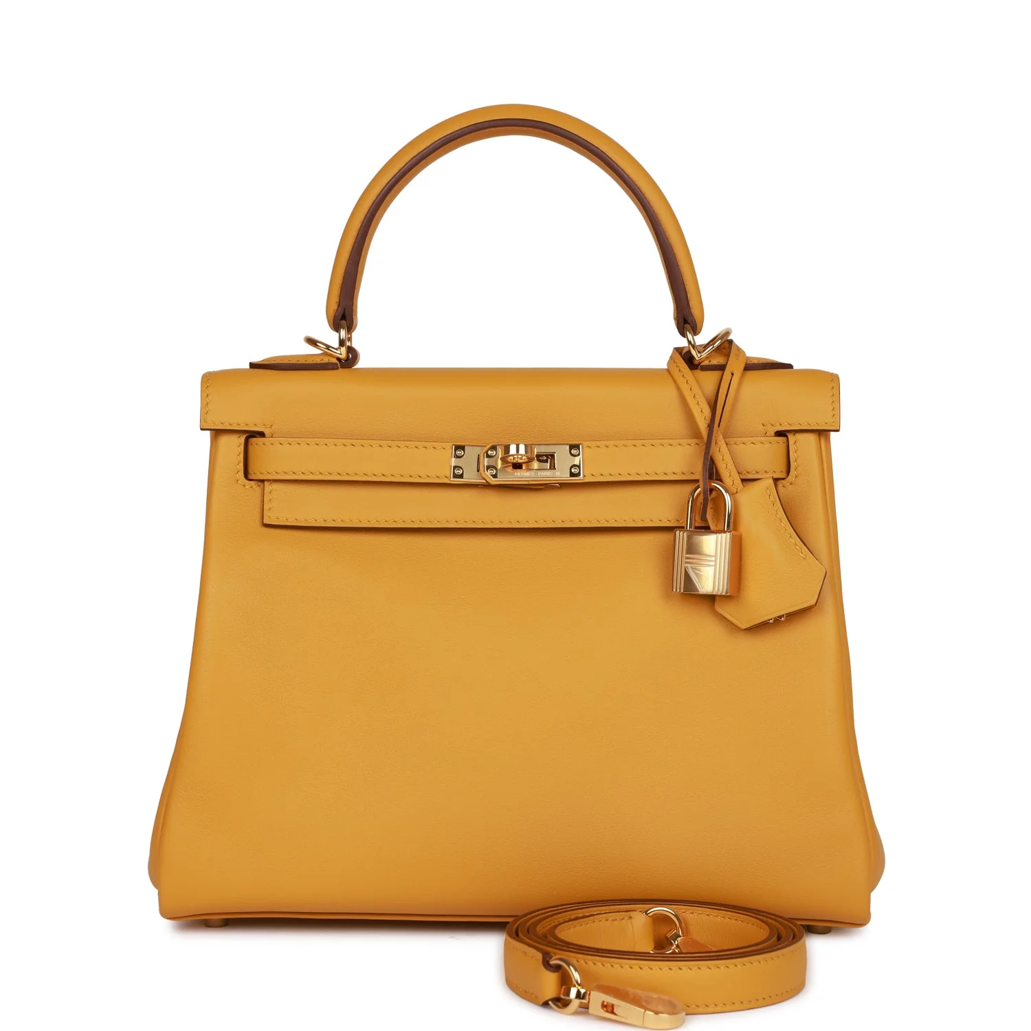 Hermes Kelly Retourne 25 Jaune Ambre Swift Gold Hardware