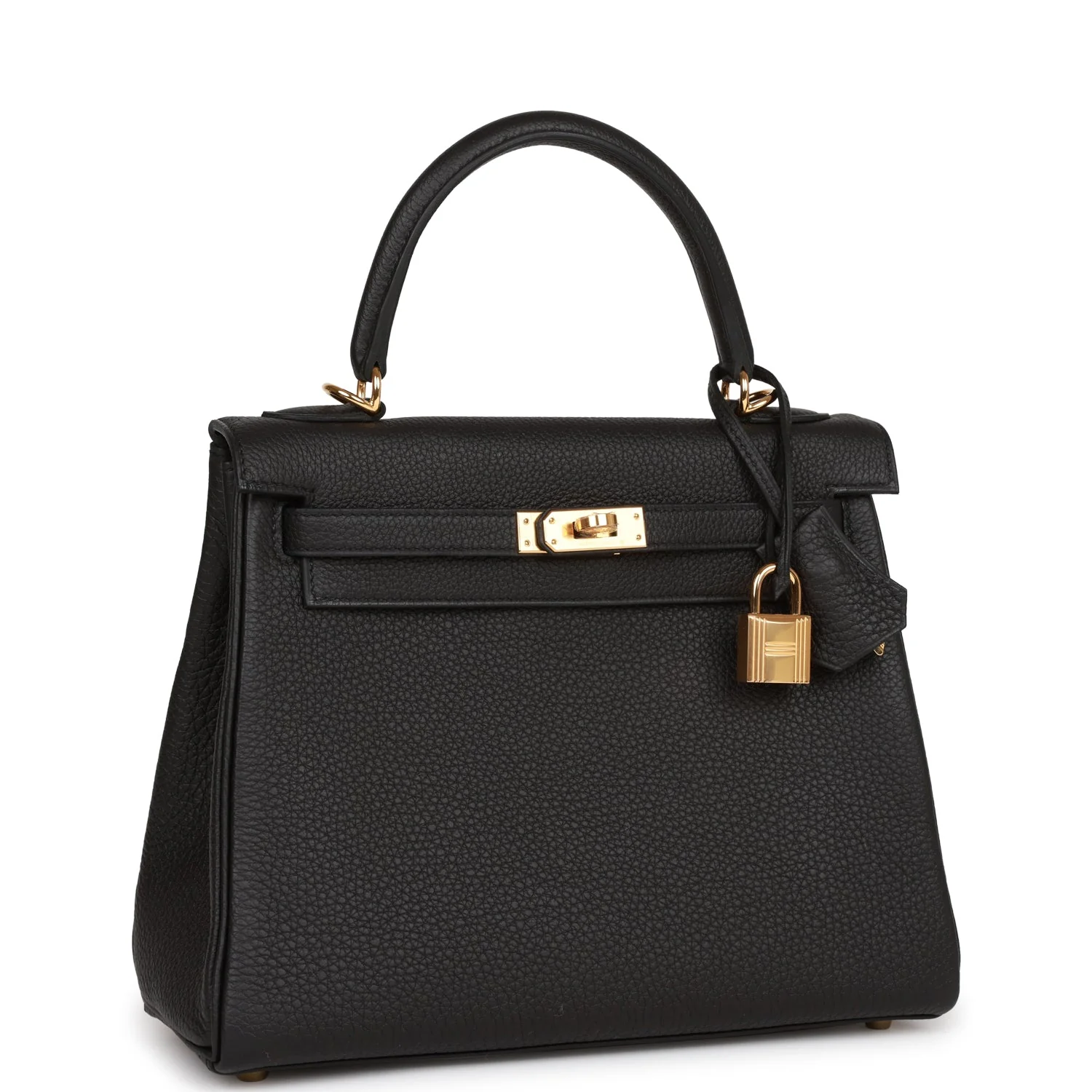 Her Kelly Retourne 25 Black Togo Gold Hardware