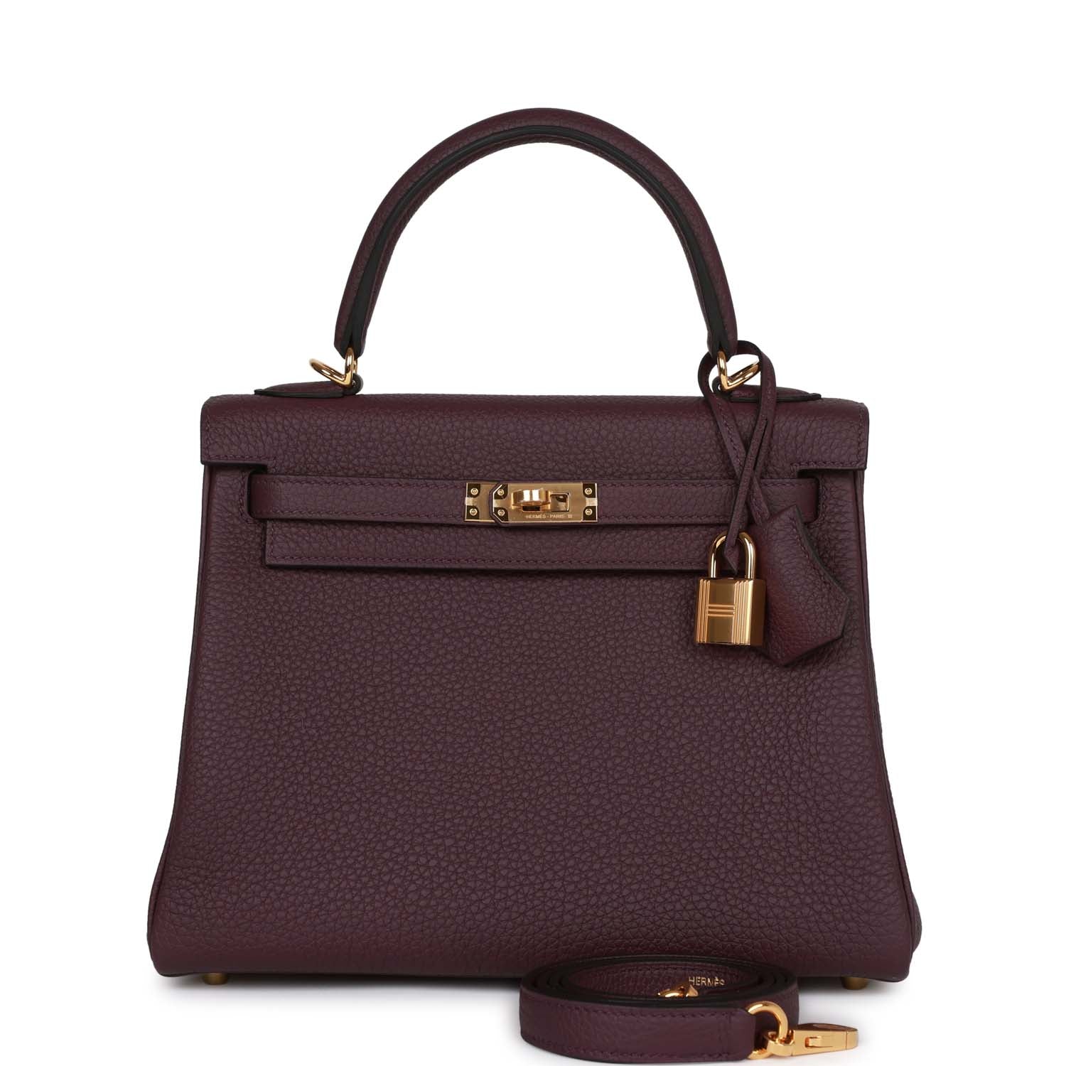 Her Kelly Retourne 25 Cassis Togo Gold Hardware