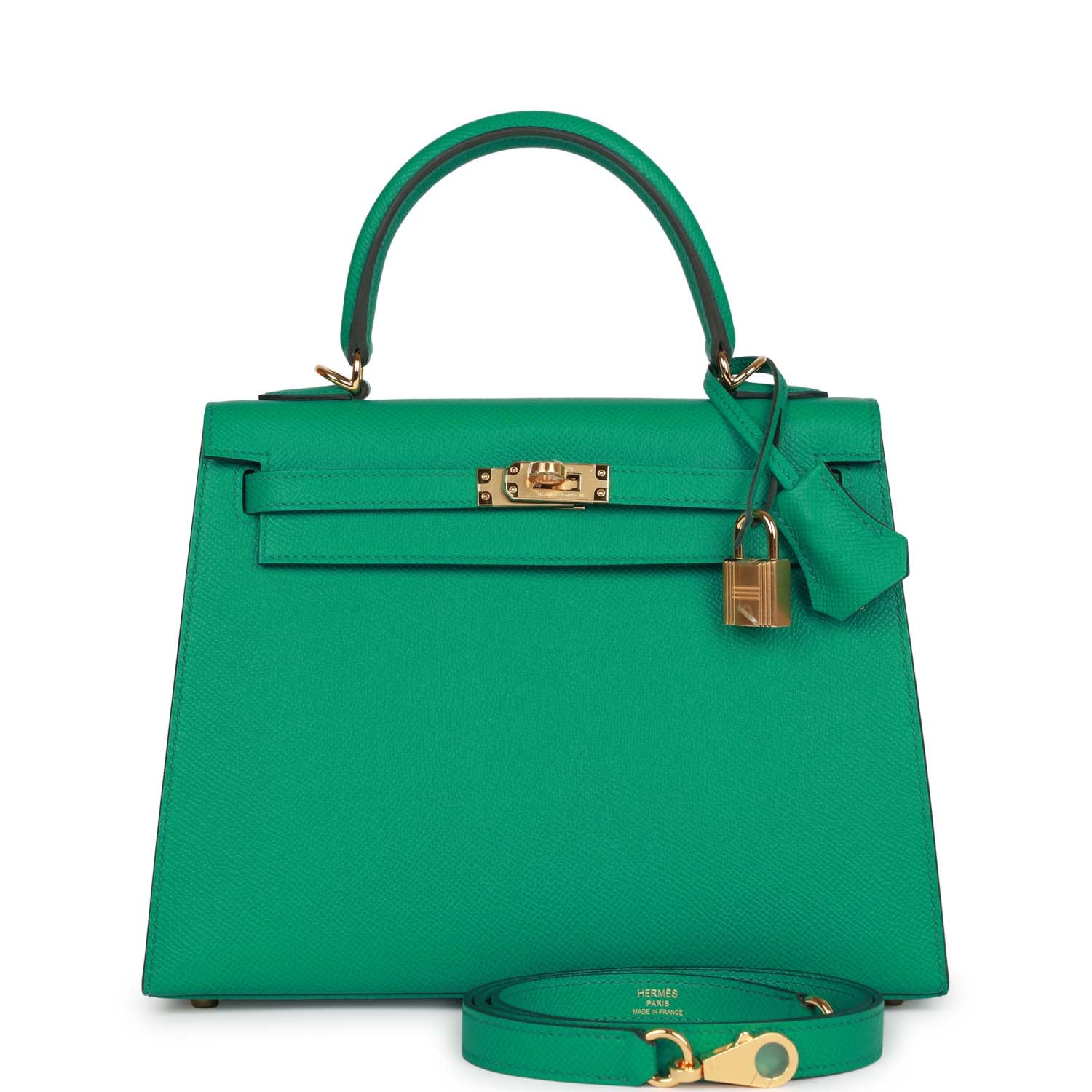 Her Kelly Sellier 25 Vert Jade Epsom Gold Hardware