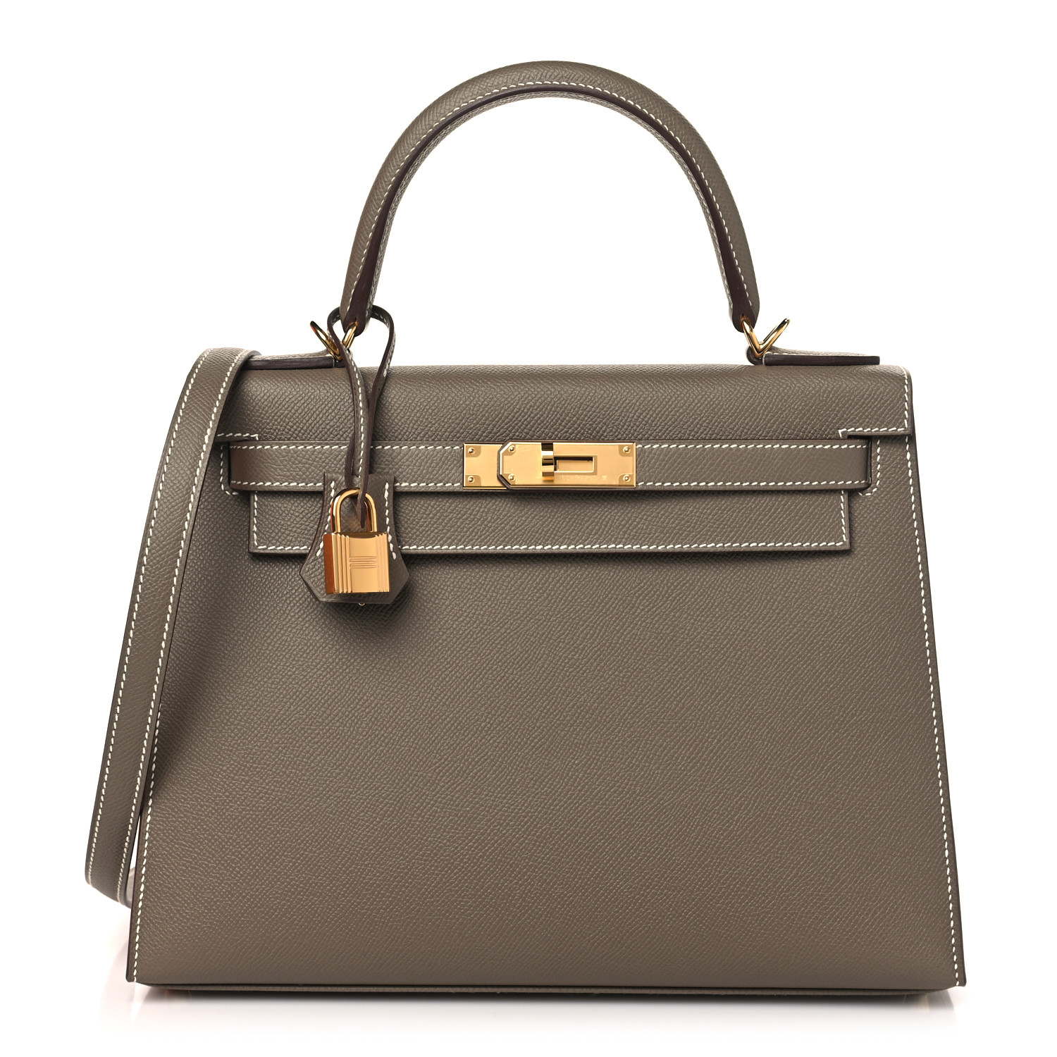 Epsom Kelly Sellier 28 Etoupe (Golden Lock)