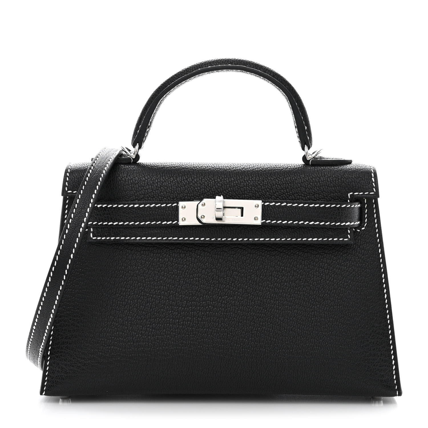 Chevre Mysore Horseshoe Mini Kelly Sellier 20 Black Lime