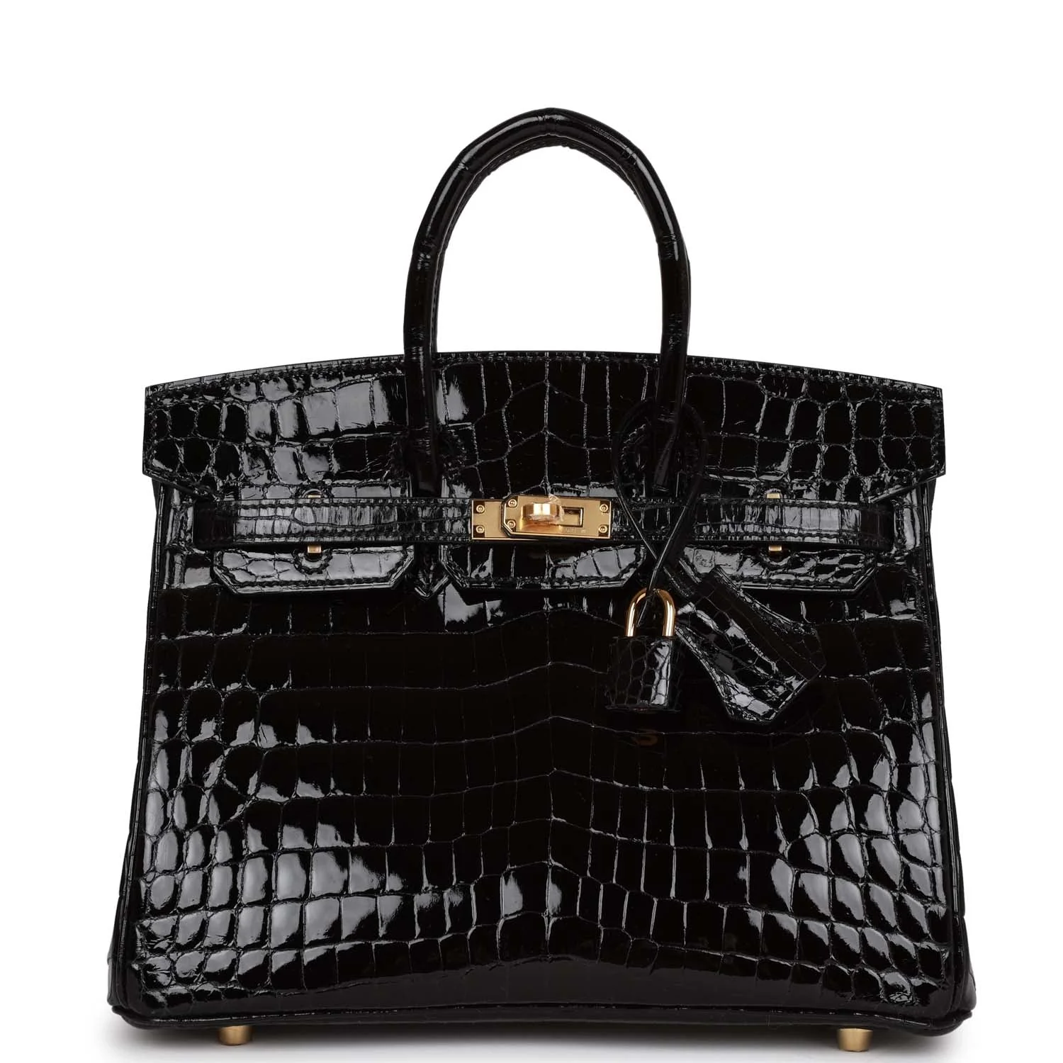 Her Birkin 25 Black Shiny Niloticus Crocodile Gold Hardware