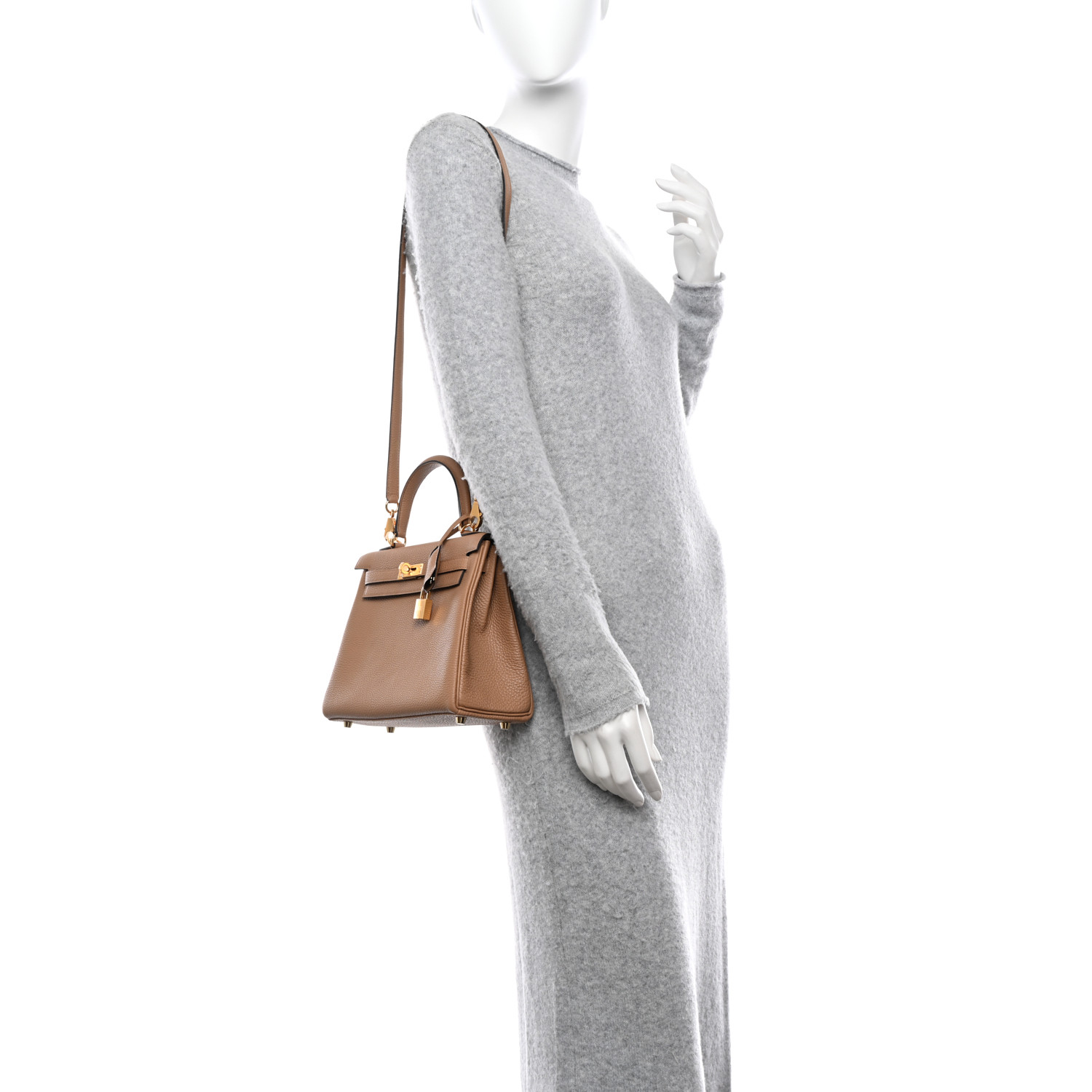 HERMES Togo Kelly Retourne 25 Chai