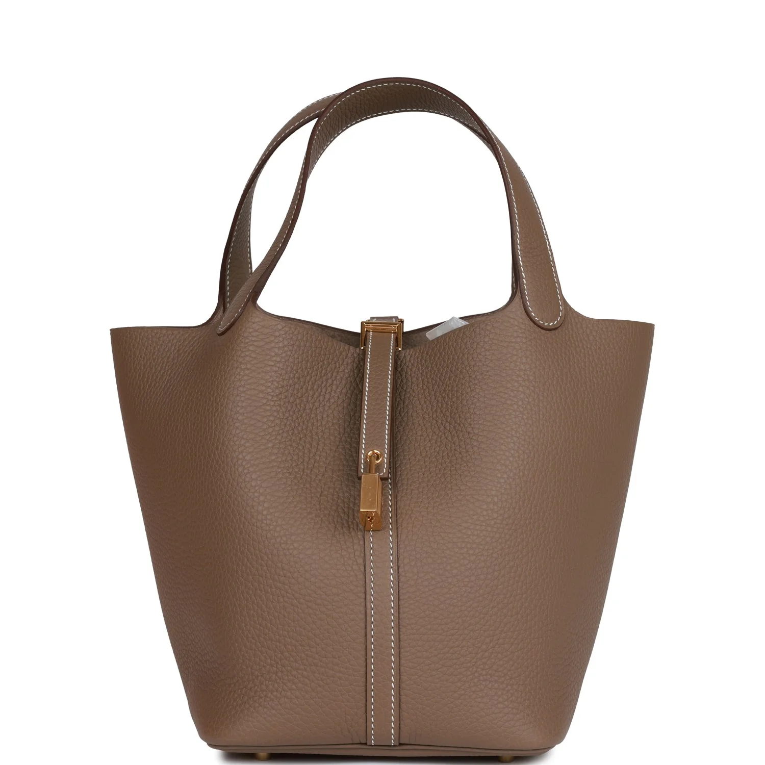 Her Picotin Lock 22 Etoupe Clemence Gold Hardware