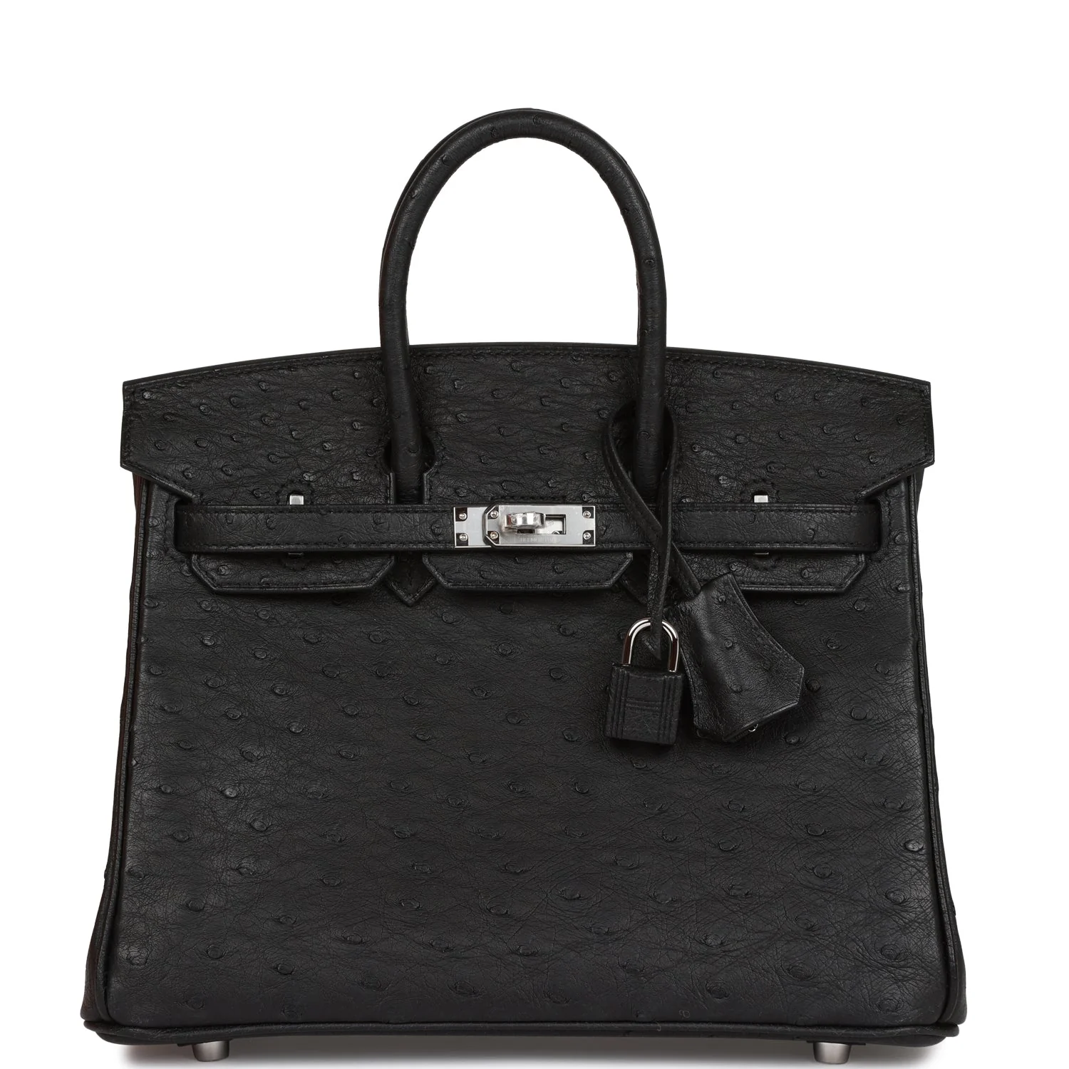 Her Birkin 25 Black Ostrich Palladium Hardware