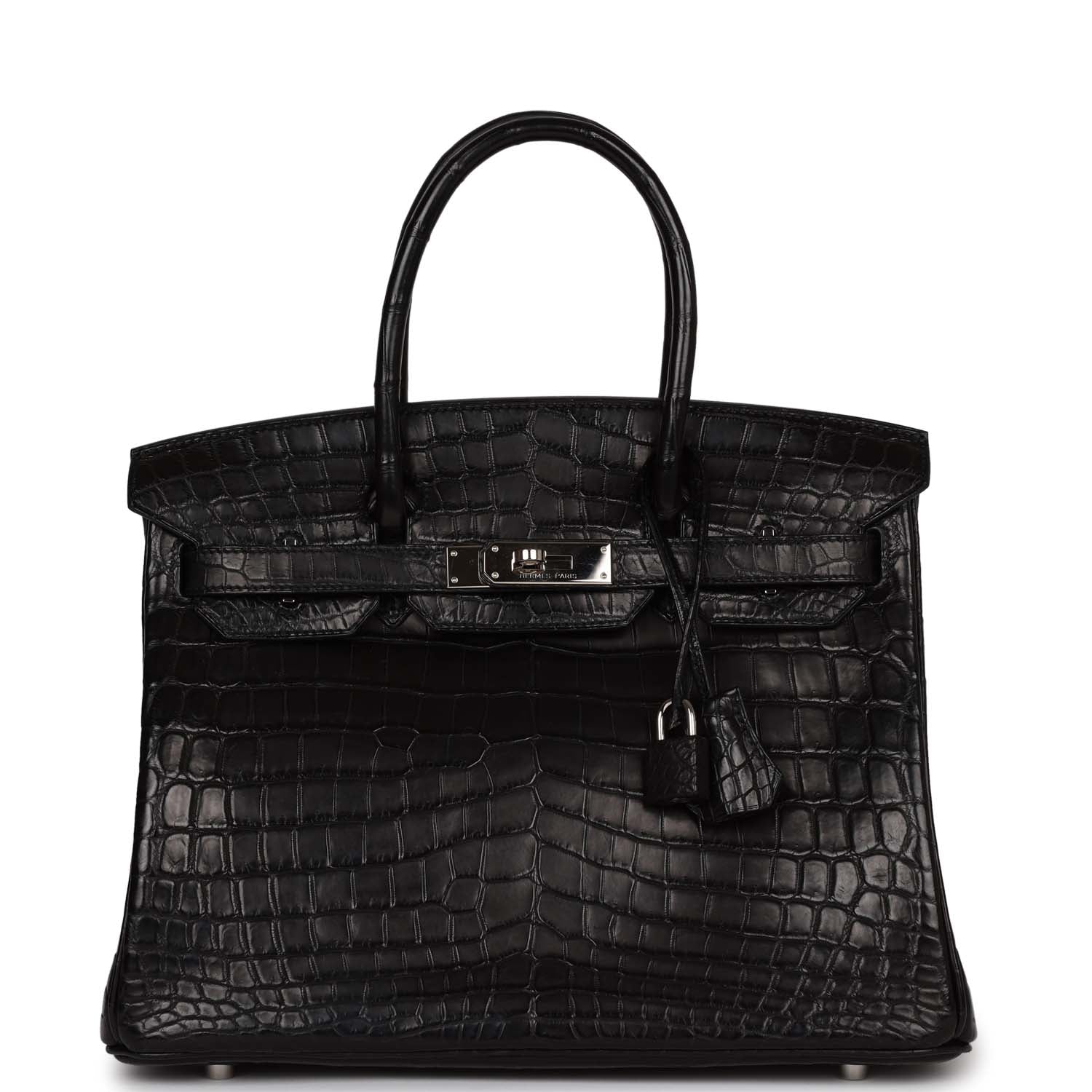Pre owned Her Birkin 30cm Black Matte Niloticus Crocodile Palladium Hardware