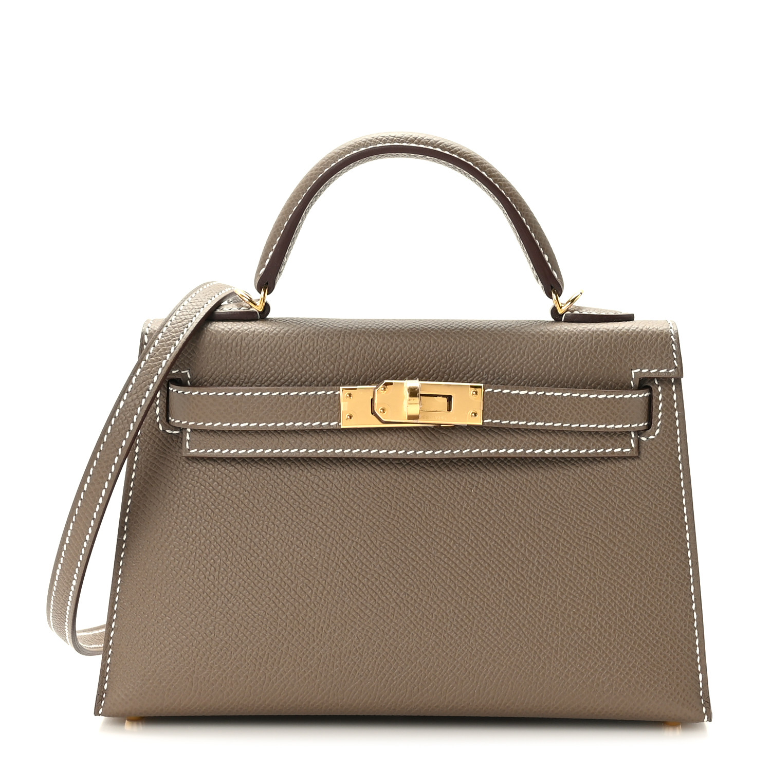 HERMES Epsom Mini Kelly Sellier 20 Etoupe