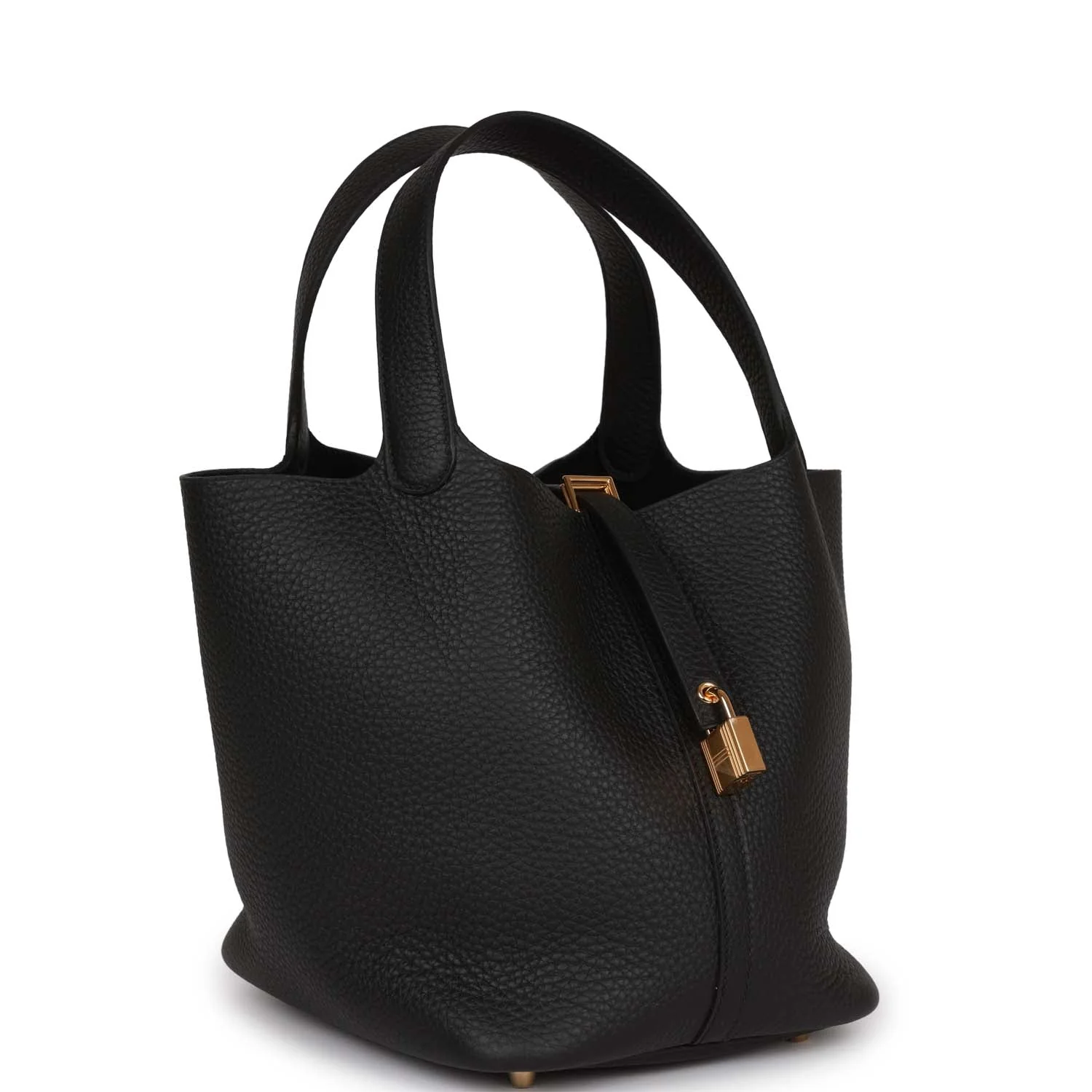 Her Picotin Lock 22 Black Clemence Gold Hardware