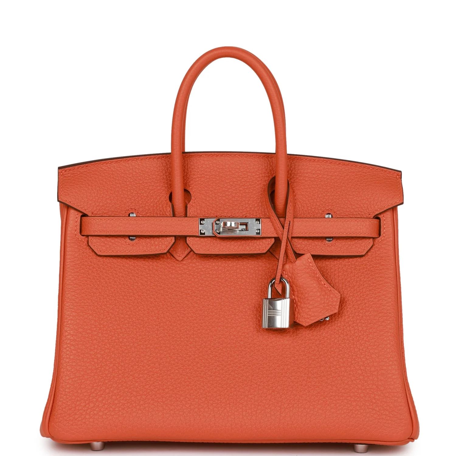 Her Birkin 25 Orange Togo Palladium Hardware