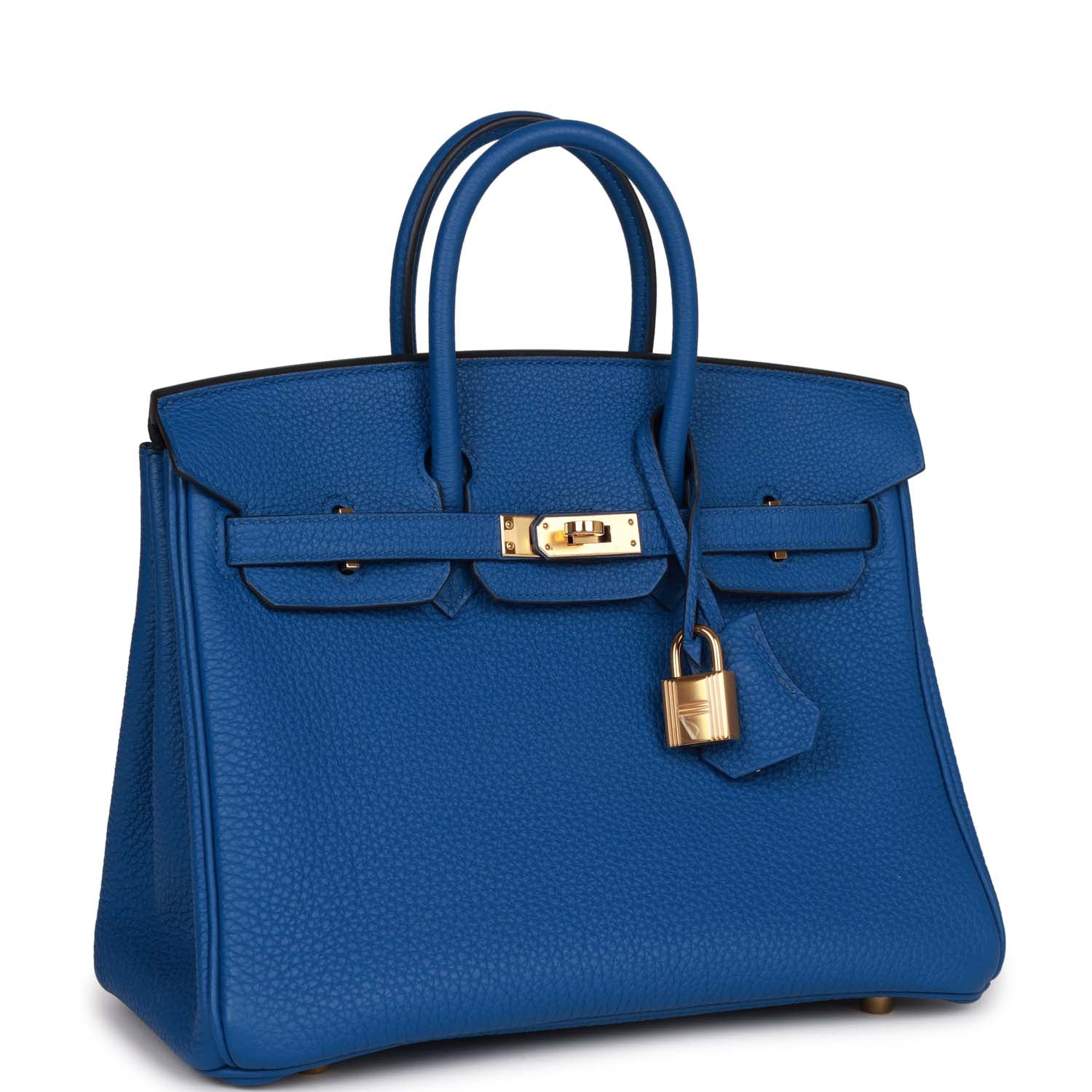 Pre-owned Hermes Birkin 25 Bleu France Togo Gold Hardware