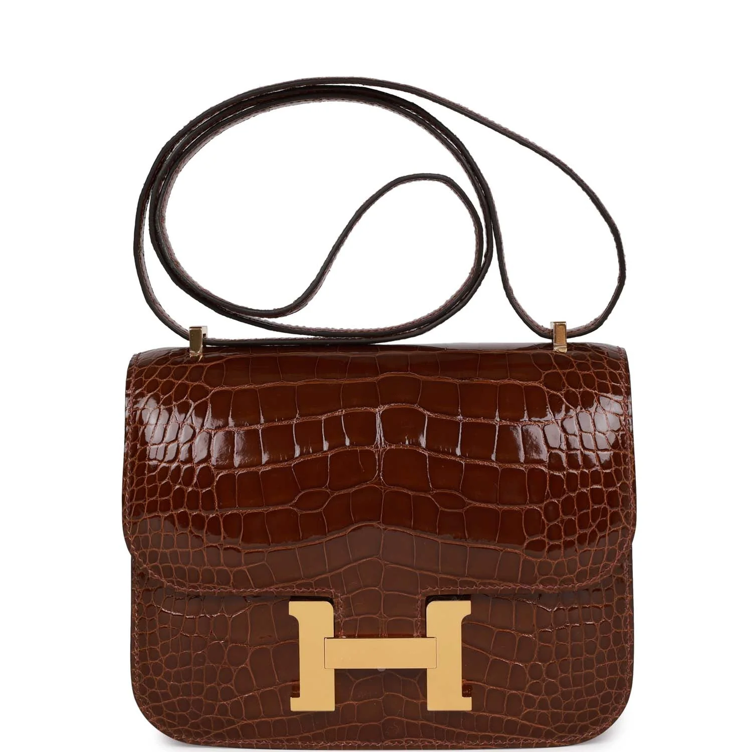 Hermes Constance 18 Miel Shiny Alligator Gold Hardware