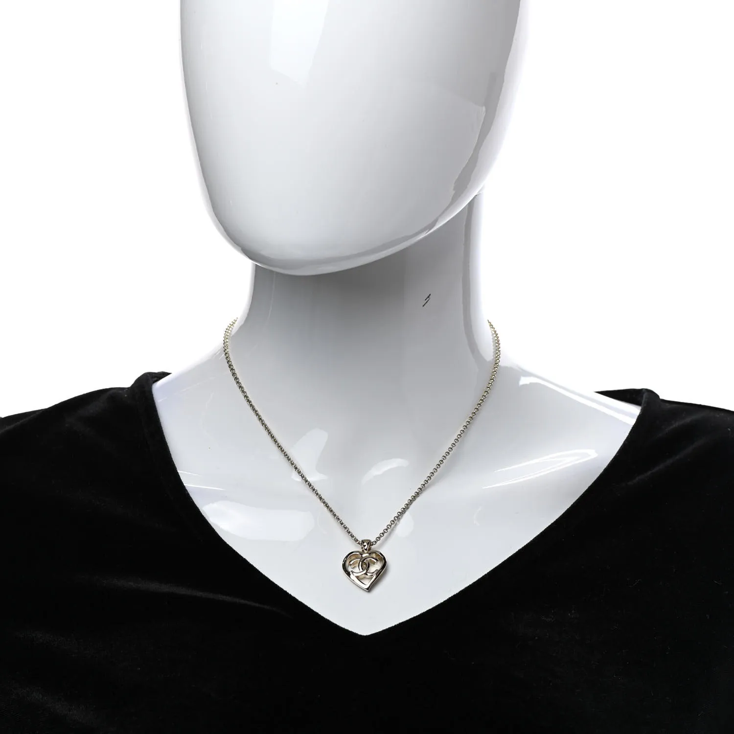 Double C Heart Chain Pendant Necklace Gold