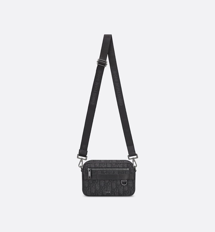 Mini Safari Bag with Strap Black Oblique Jacquard