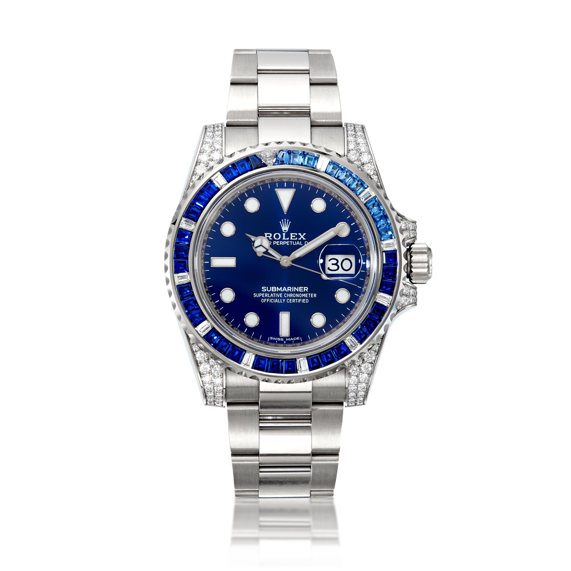 Rolex Submariner Date 116659 SABR 18K White Gold Diamonds Sapphires UNWORN