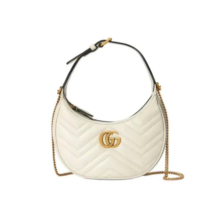 G Marmont Half-moon-shaped Mini White Bag