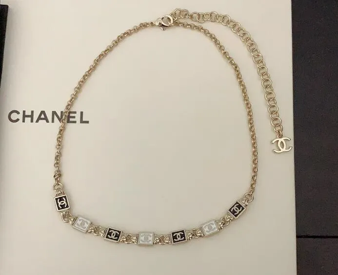 Black and white square necklace