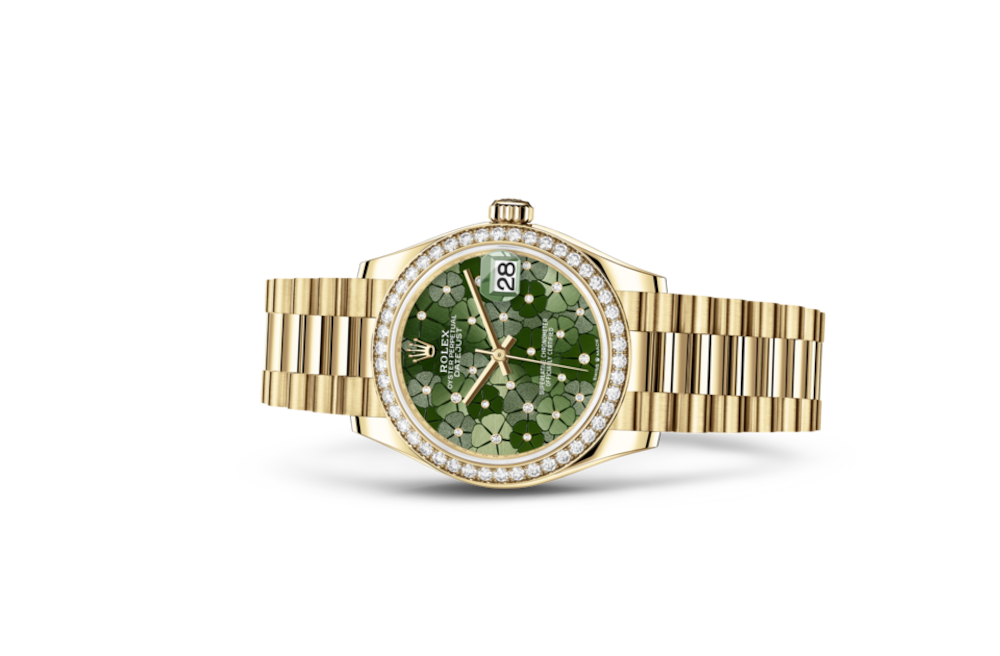 LadyRolex DATEJUST 31 Olive Green, Floral Motif Set With Diamonds，278288RBR