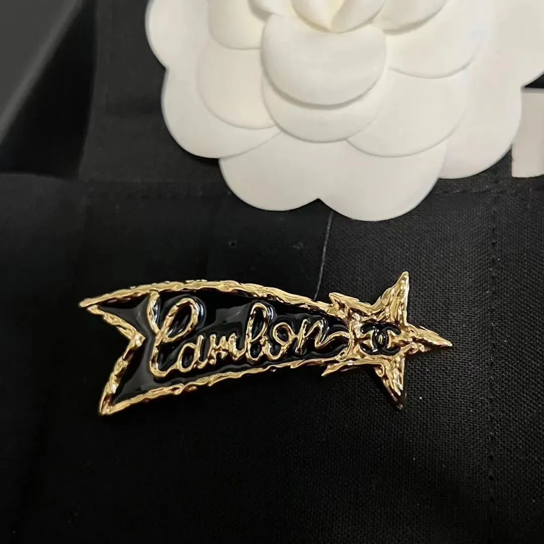 Pentagram Black Double C Brooch