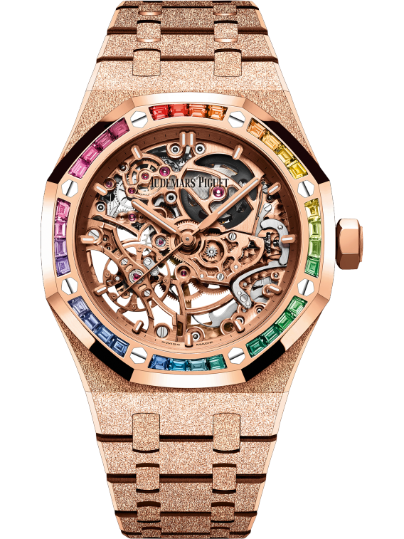 Royal Oak Frosted Gold Double Balance Wheel Openworked Rainbow 37mm