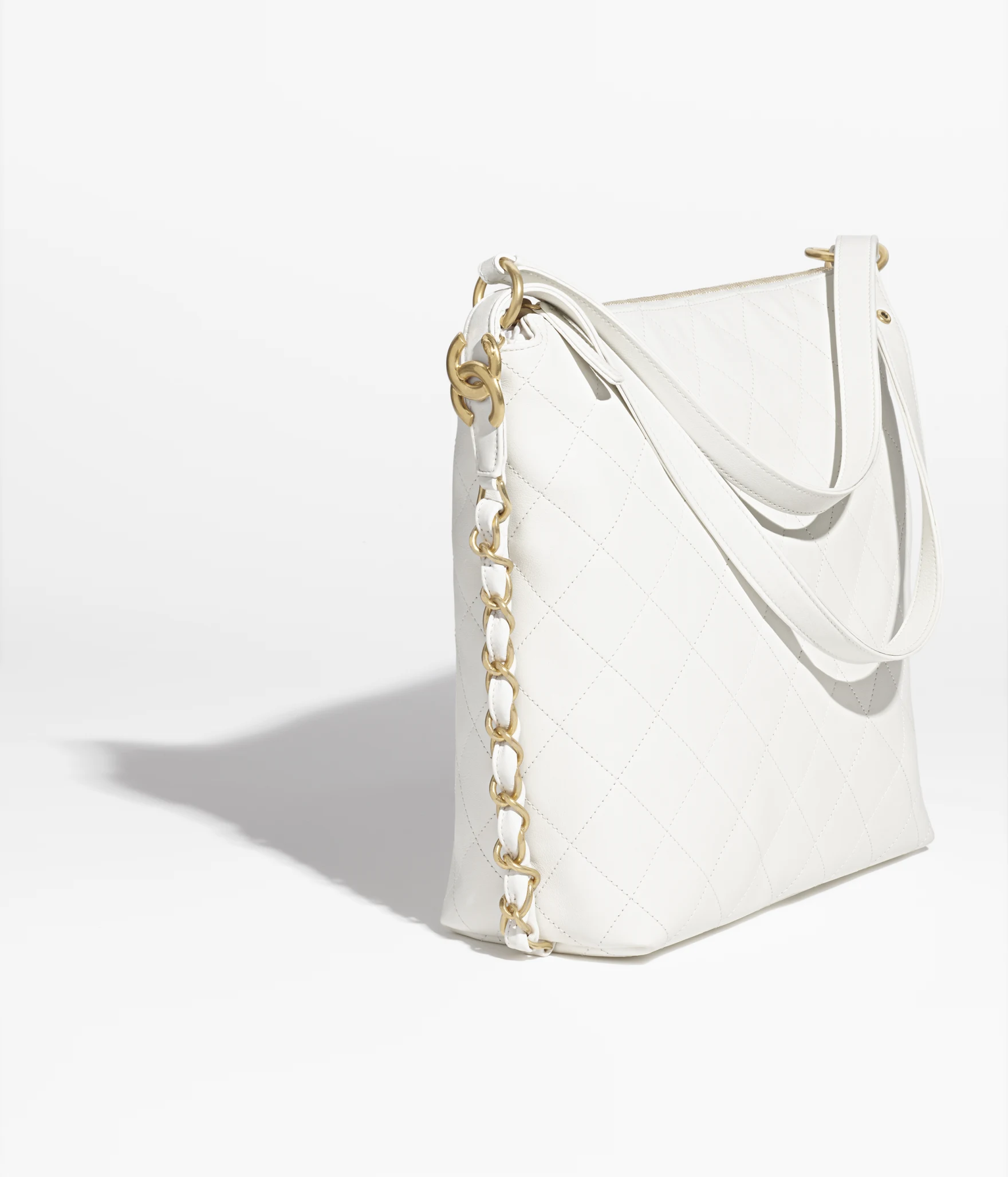 Large Backpack Calfskin & Gold-Tone Metal White