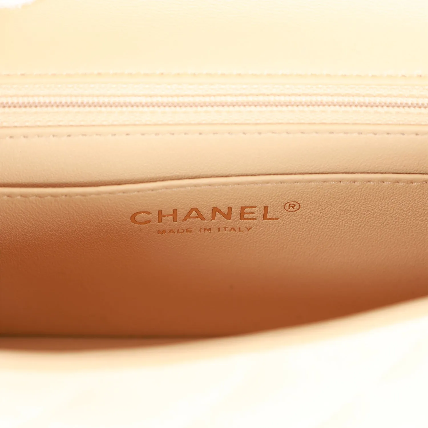 Mini Rectangular Flap Bag Beige Lambskin Light Gold Hardware