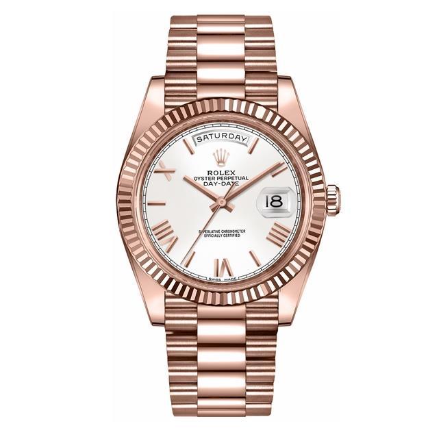 Rolex Day-Date 40 White Dial Fluted Bezel Men's Watch 228235-0032