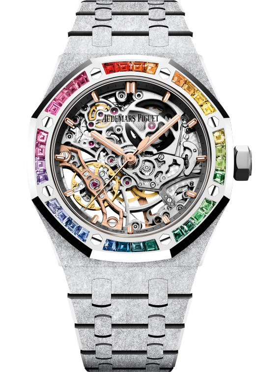 Royal Oak Frosted Gold Rainbow Double Balance Wheel Openworked 37mm