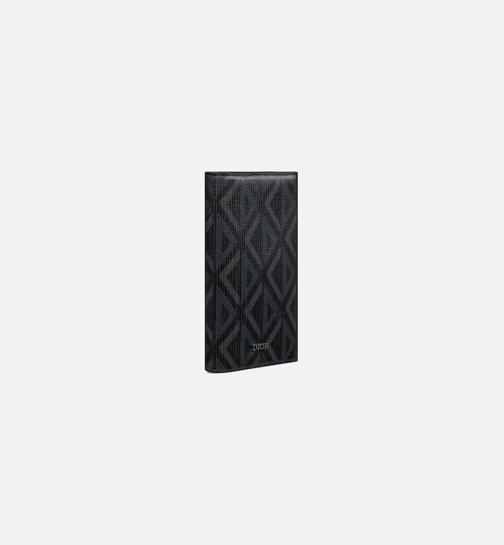 Long Bifold Card Holder Black CD Diamond Canvas