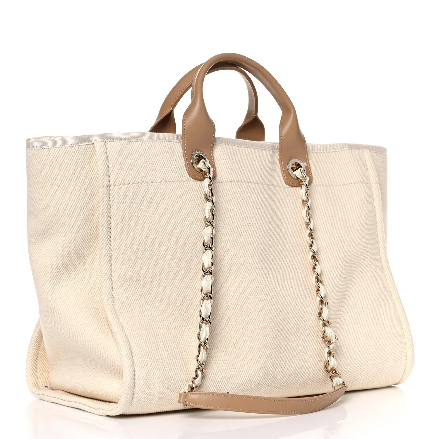 Canvas Pearl Large Deauville Tote Ecru Beige