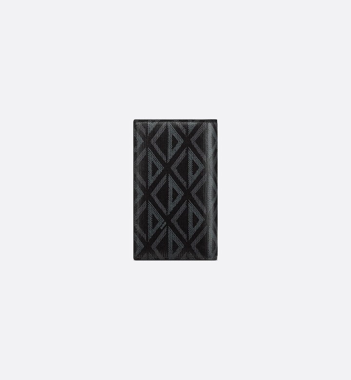 Long Bifold Card Holder Black CD Diamond Canvas