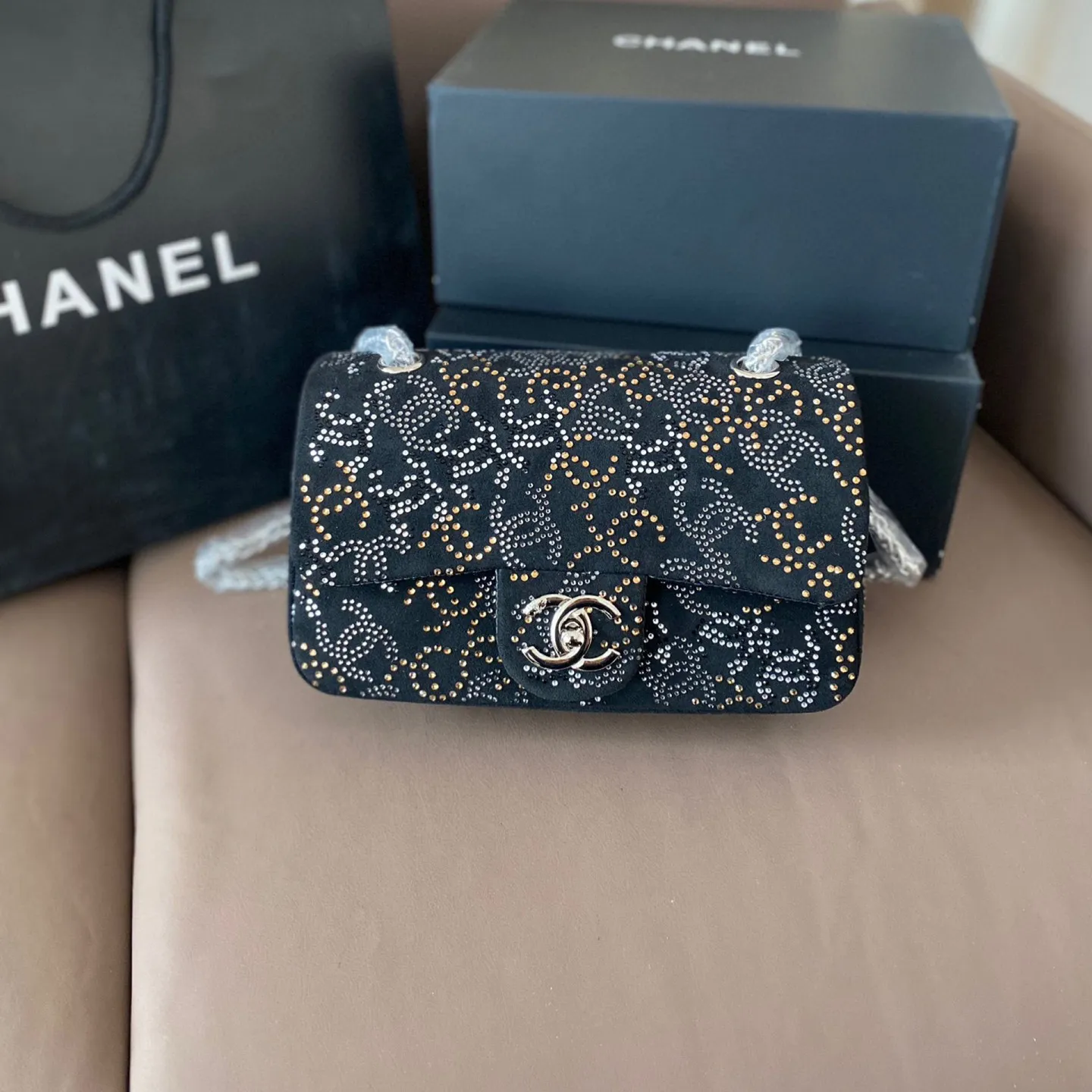 PARIS-SHANGHAI STUDDED CC FLAP BAG