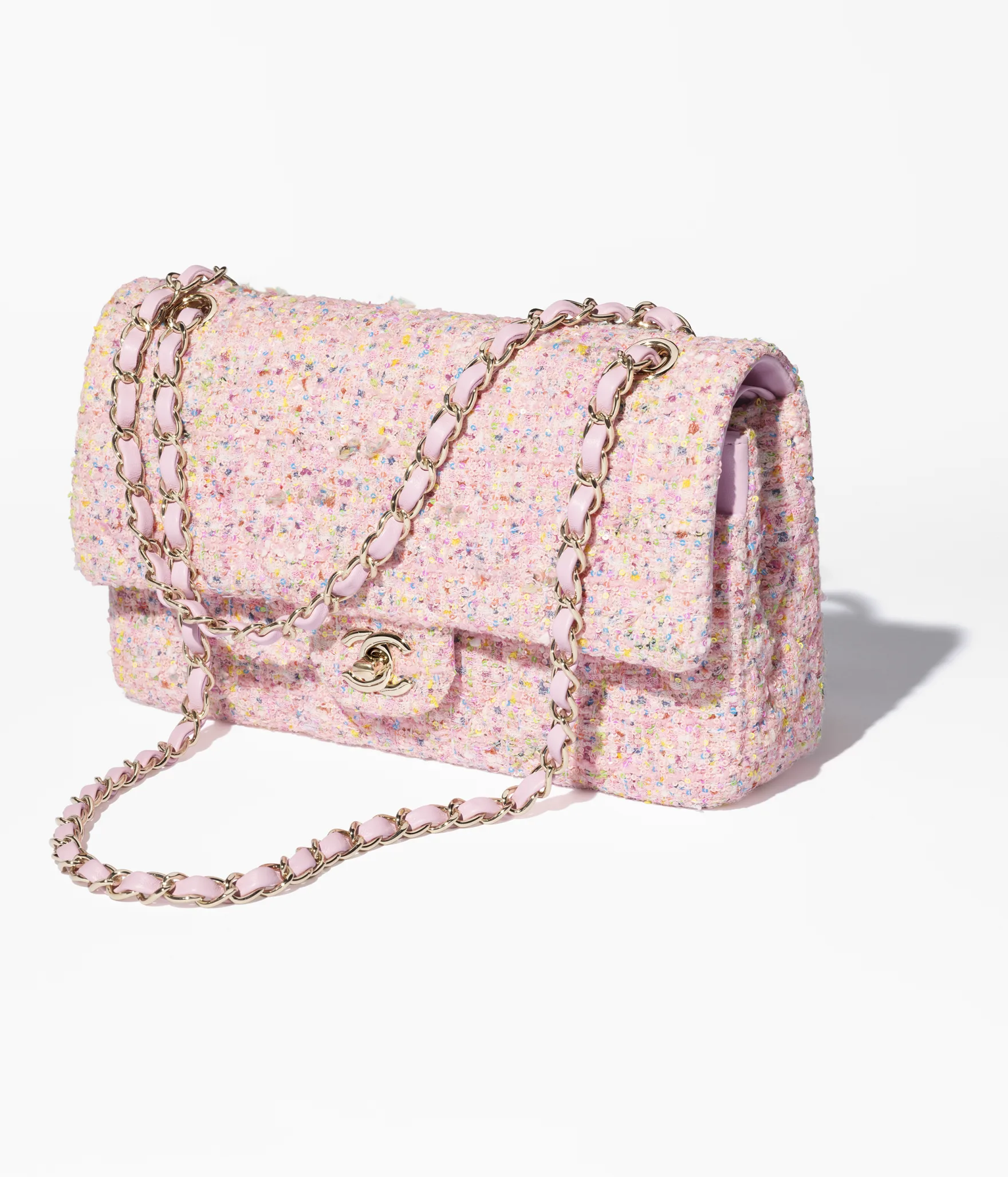 Classic 11.12 Handbag Tweed & Gold-Tone Metal Pink & Multicolor