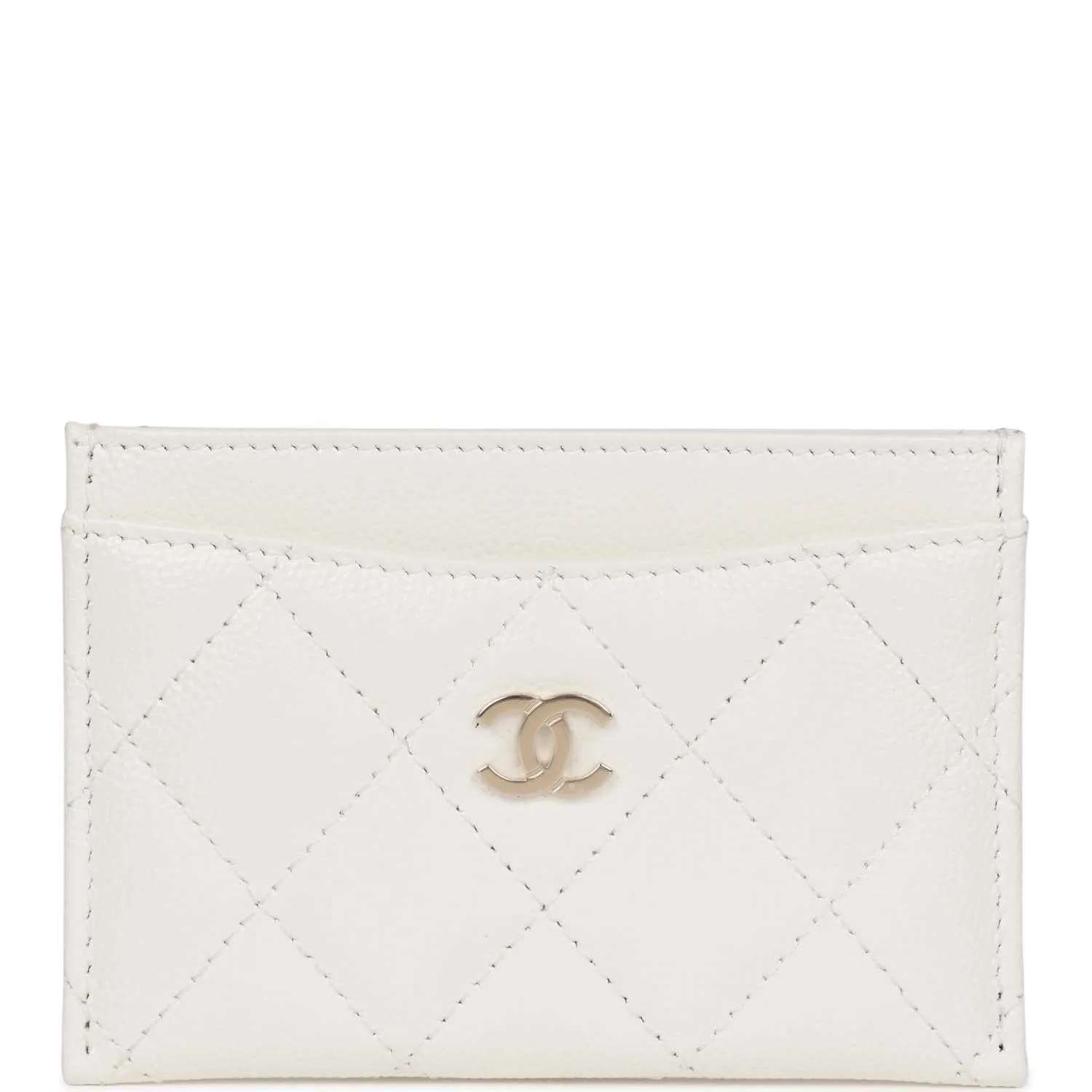 Card Holder Wallet White Caviar Light Gold Hardware