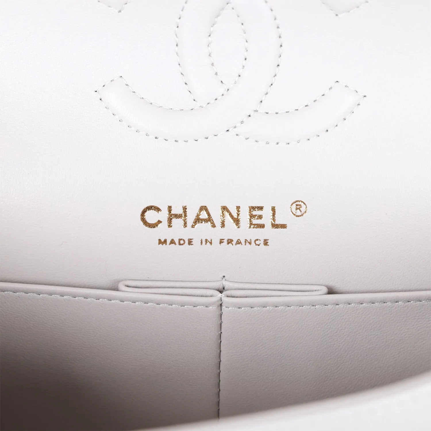 Small Classic Double Flap Grey Caviar Light Gold Hardware