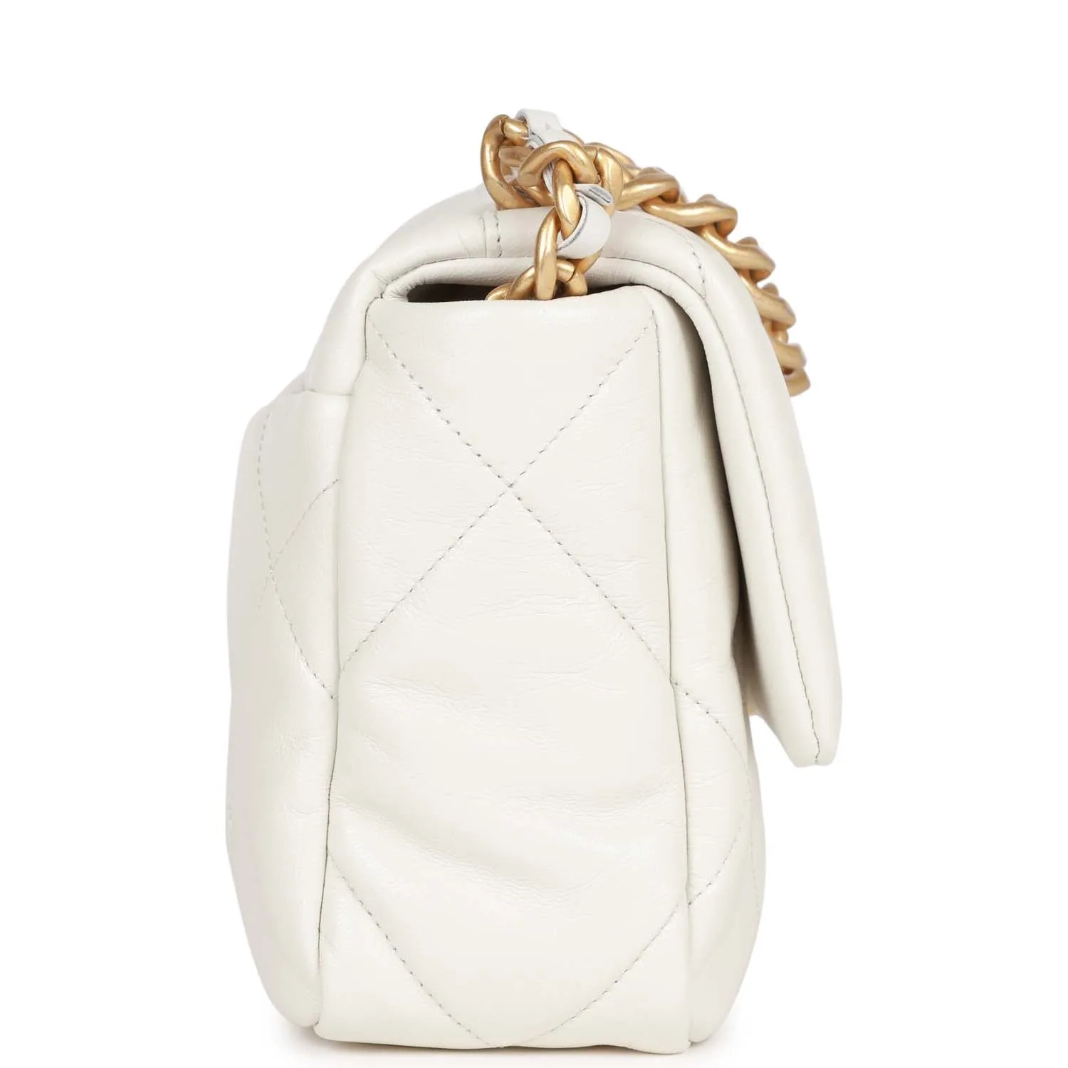 Medium 19 Flap Bag White Calfskin Mixed Hardware