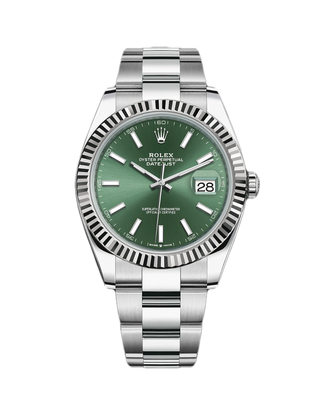 Rolex Datejust 41 Green Dial Oystersteel and White Gold Men's Watch 126334