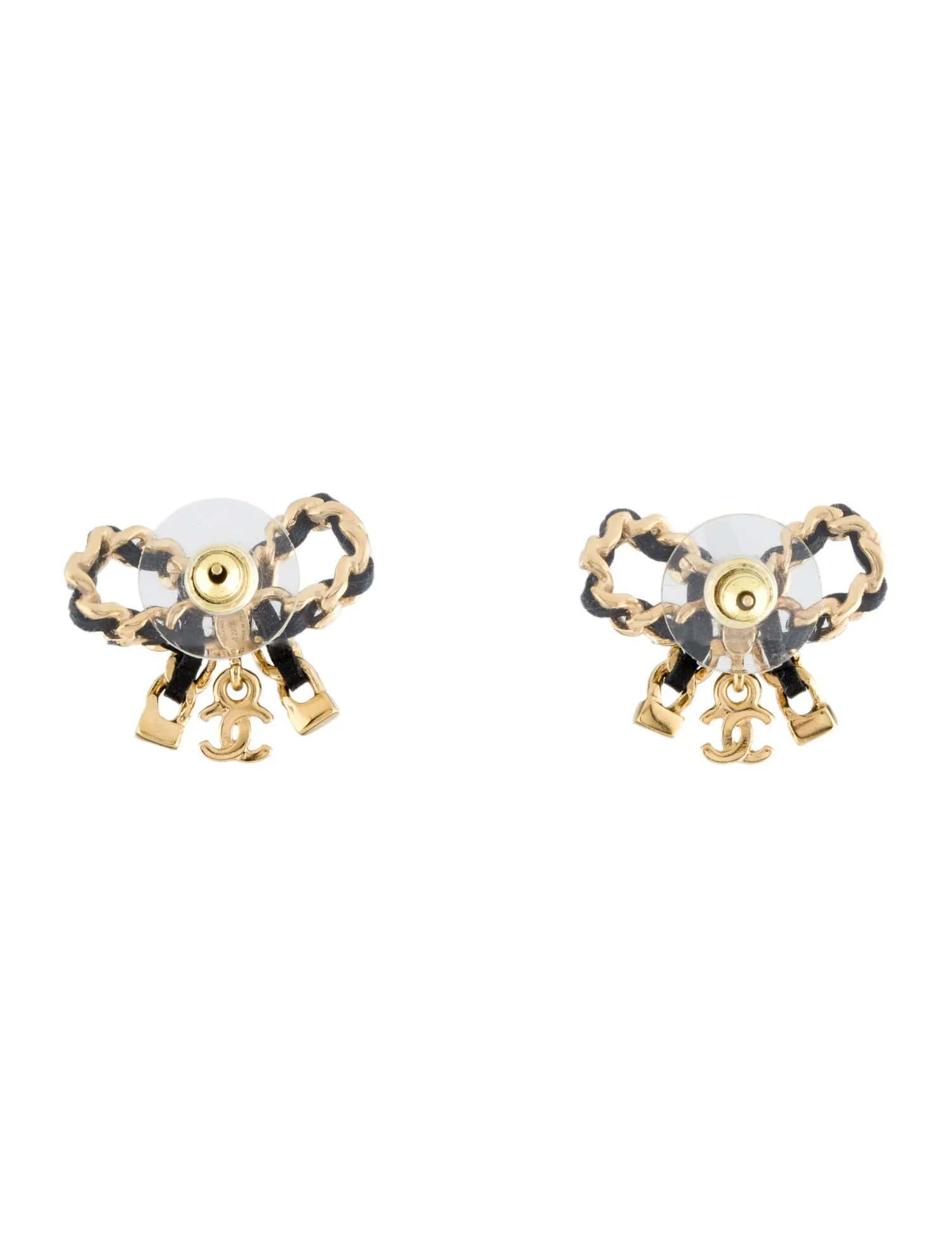 2022 Leather Bow CC Stud Earrings