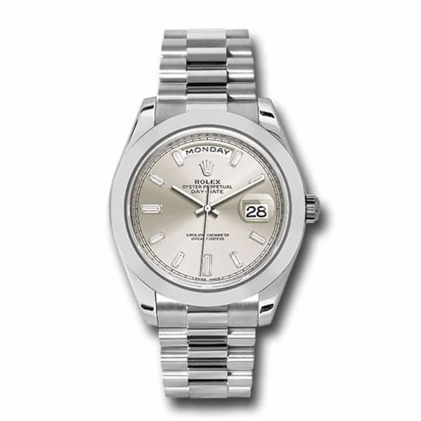 Rolex Day-Date 40 Presidential Silver dial, Smooth Bezel, President bracelet, Watch 228206-0012
