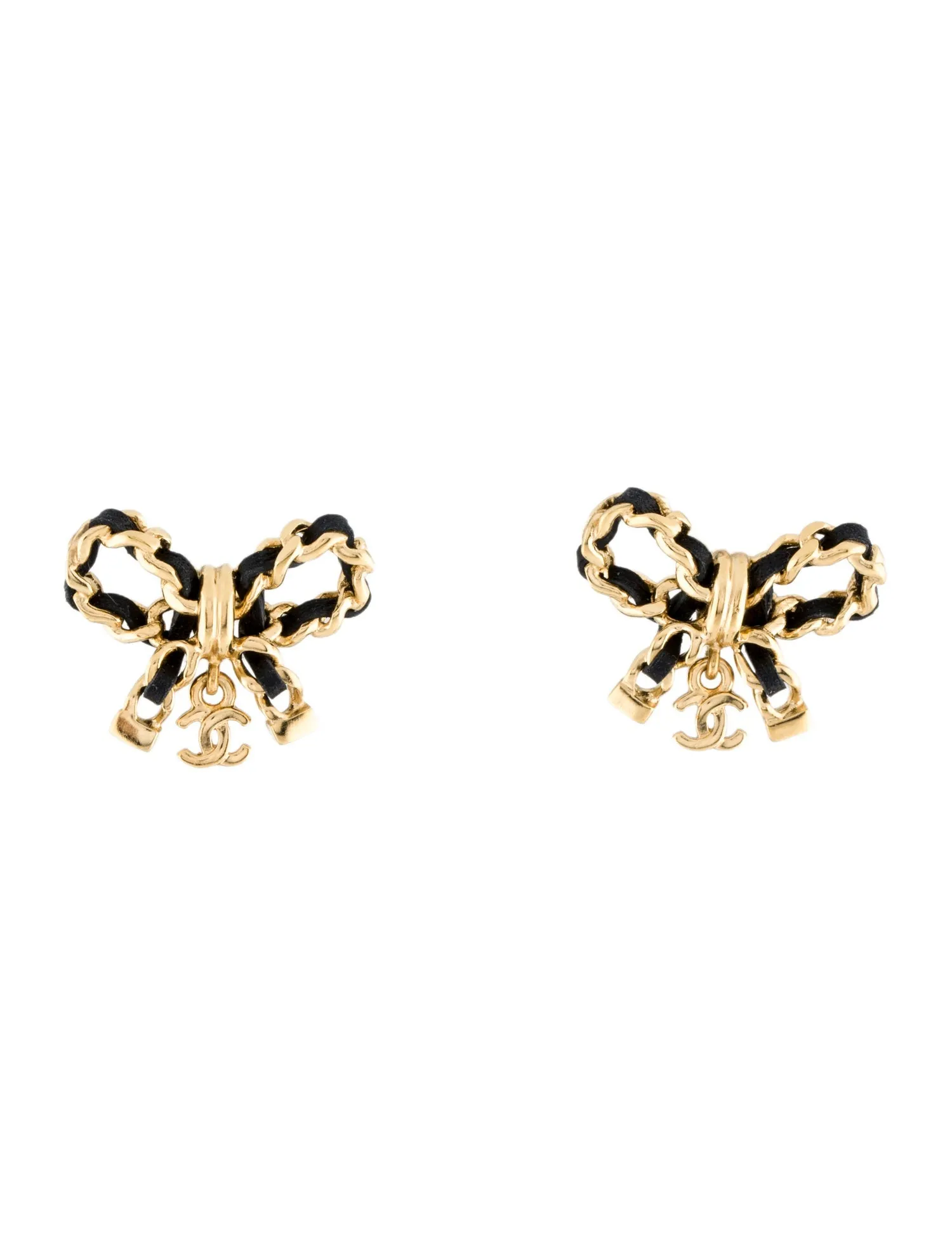 2022 Leather Bow CC Stud Earrings