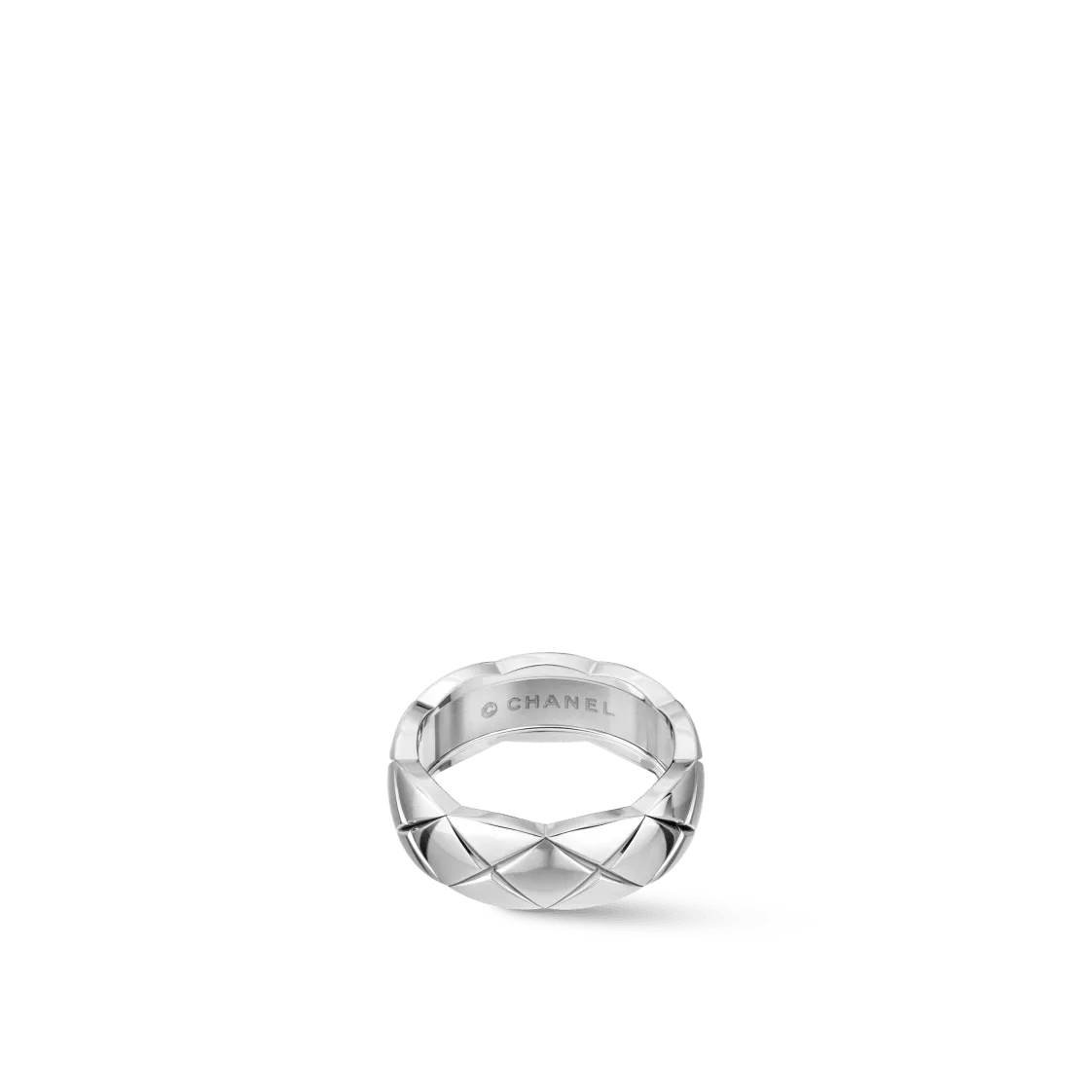 COCO CRUSH RING Quilted motif, small version, 18K white gold