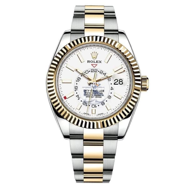 Rolex Sky-Dweller Automatic Men's 18kt Yellow Gold White Dial Oyster Watch 326933-0009
