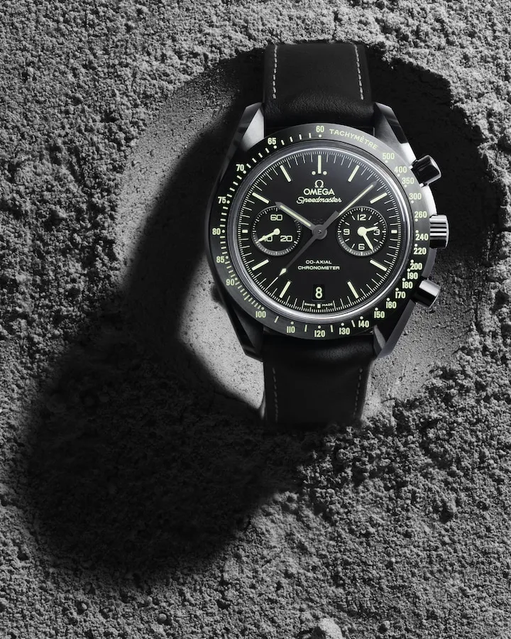 OMEGA SPEEDMASTER DARK SIDE OF THE MOON 44.25 MM, BLACK CERAMIC ON LEATHER STRAP