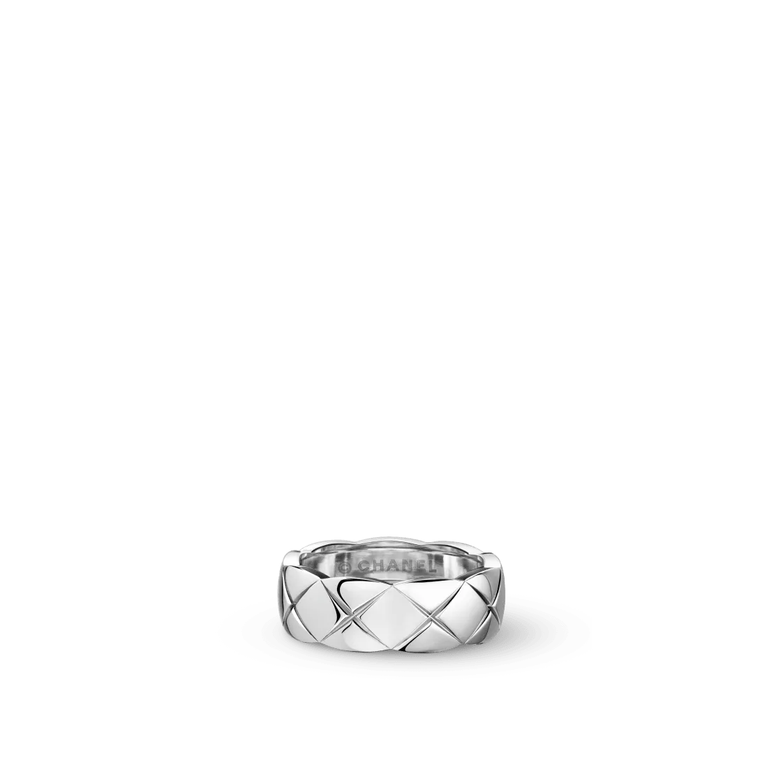COCO CRUSH RING Quilted motif, small version, 18K white gold
