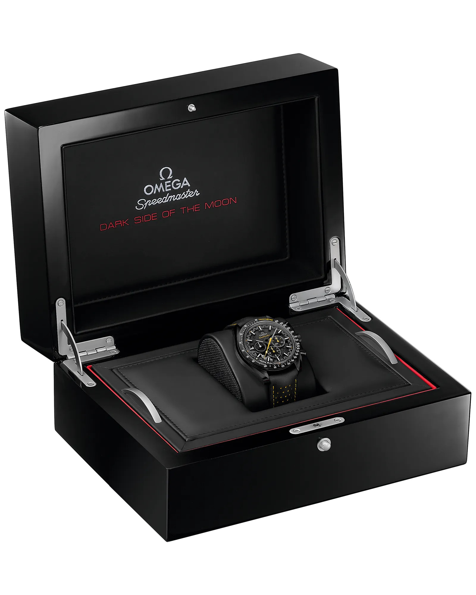 OMEGA SPEEDMASTER DARK SIDE OF THE MOON 44.25 MM, BLACK CERAMIC ON LEATHER STRAP