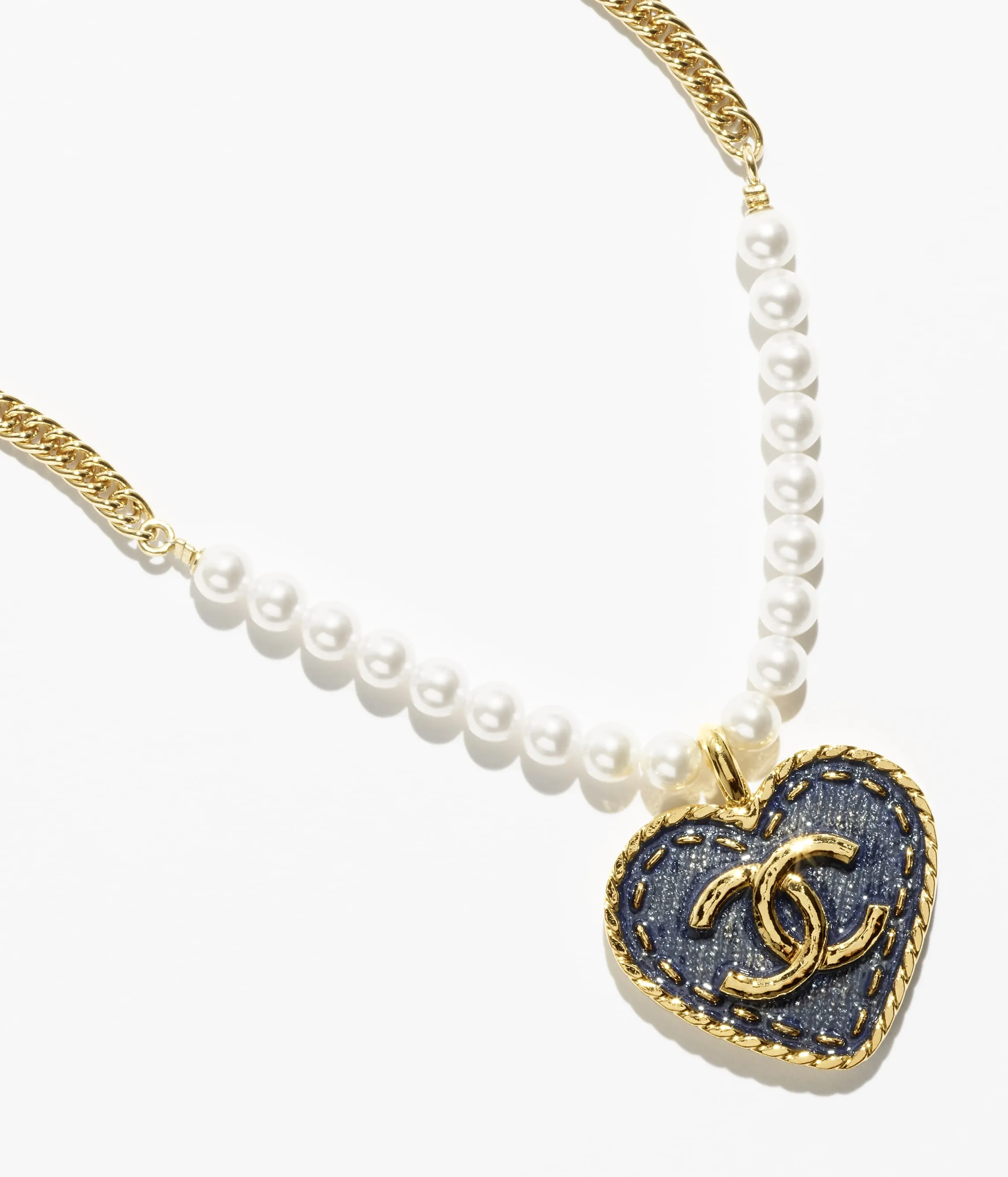 Heart Shaped Double Row Pearl Double C Bracelet