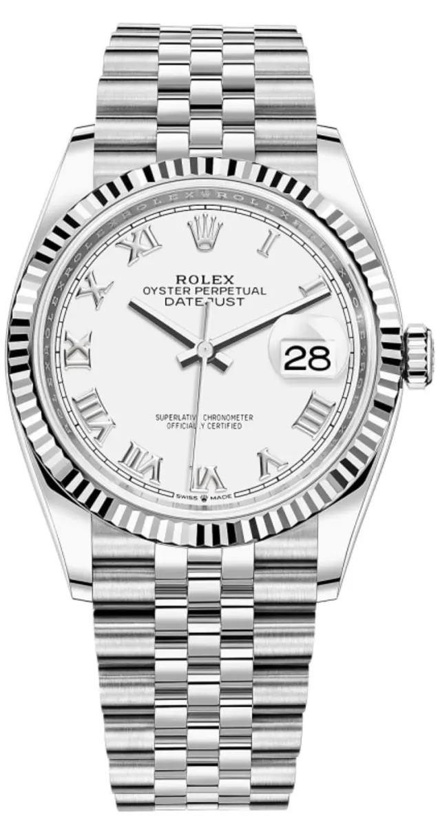 Rolex Datejust 36 Steel & White Gold White Roman Dial Women's Watch M126234-0025