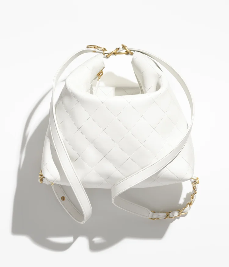 Large Backpack Calfskin & Gold-Tone Metal White