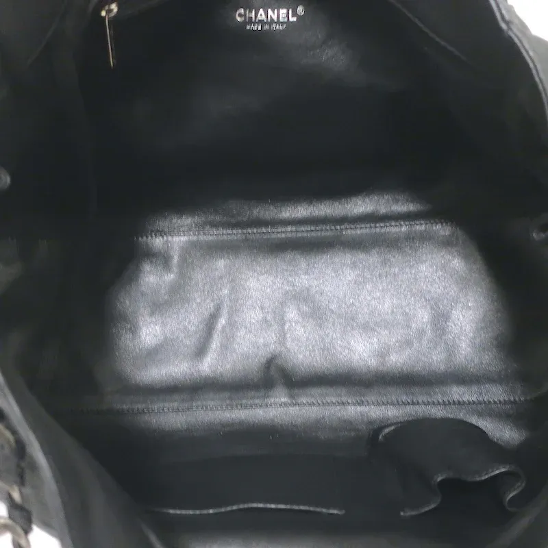 Modern Chain East West Tote Black Leather Large Shoulder Bag